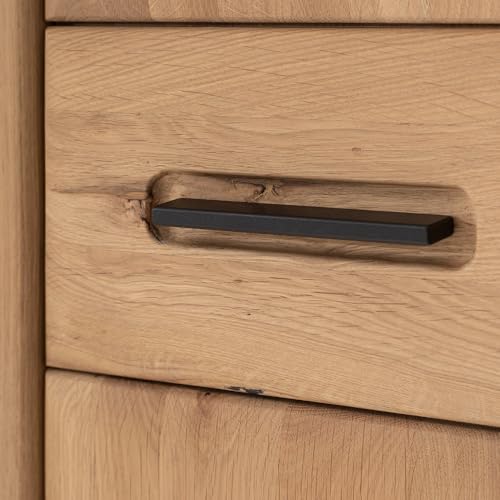 Lomadox Wohnwand Wohnmöbel Set Eiche teilmassiv 3-teilig, Vitrine, Wandboard, Lowboard – Bild 5