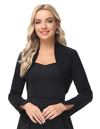 GRACE KARIN Bolero Damen Schwarz top elegant Strickjacke Shrugs DECl521-2 M