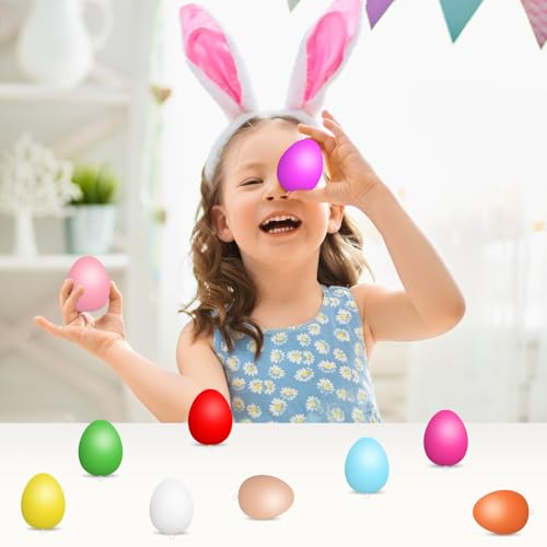 Auirshiky 24 Pcs Bunte Ostern hängende Eier, 6CM Kunststoff Bunte Eier, Bunte Plastik Eier Ostern, für Ostern Baum Dekoration und Outdoor Indoor hängende Dekoration