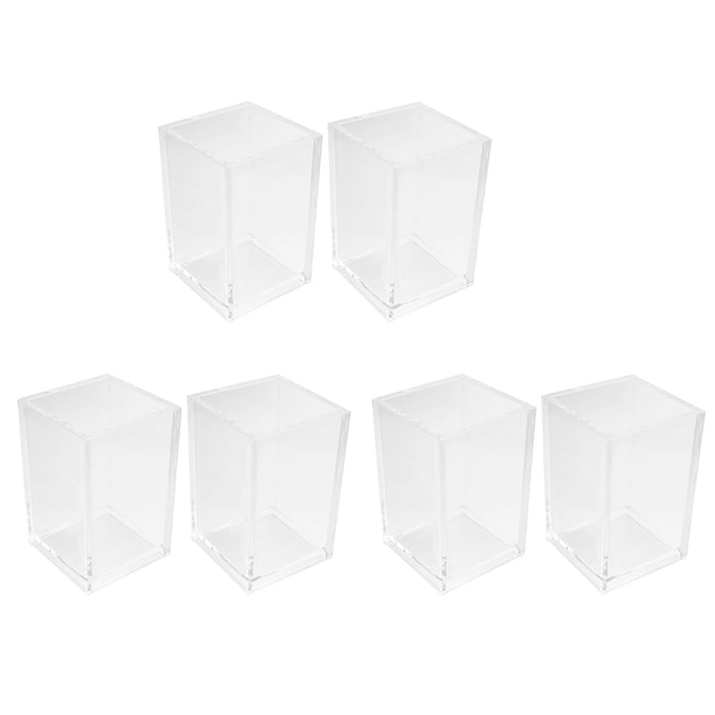 Jnchdghwa Acrylic Pen Holder 6 Pack,Clear Desktop Pencil Cup Stationery Organizer for Desk Accessory