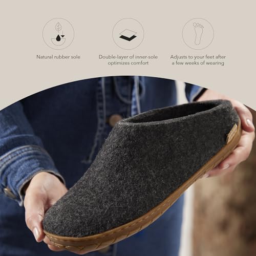 Glerups 100% quality wool mix Slipper with rubber sole - Unisex Slip-on3