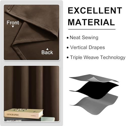 Image of DWCN Blackout Curtains for Bedroom Living Room 38 x 54 Inch Long Brown