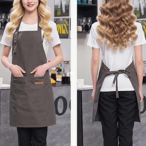 KELINFONG Green Apron with 2 Pockets, 2 Pack Unisex Adjustable Drawstring Solid Kitchen Apron for Baking,BBQ,Cooking,Kitchen - image 2