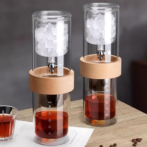 Cold Brew Drip Tower with Adjustable Water Flow,Cold Brew Drip Tower Coffee Maker, 600ml Reusable Glass Pot with Adjustable Dripper, Perfect for Home & Office, Brew 2-3 Cups of Smooth, Rich