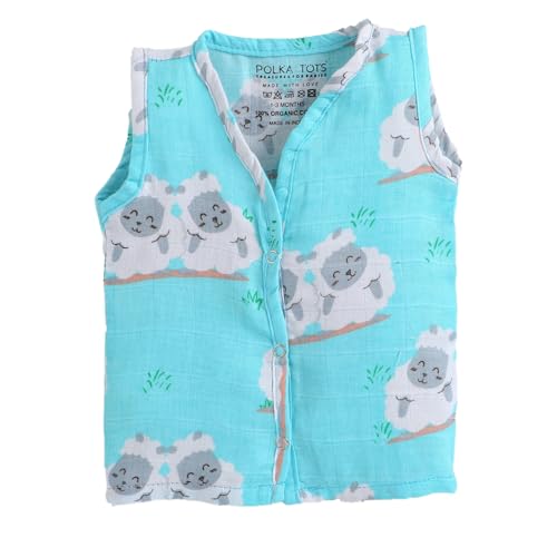 Image of POLKA TOTS Unisex Cotton Sleeveless Button Jhabla for Baby Boys and Baby Girls
