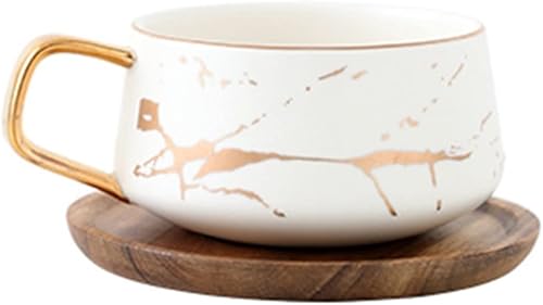VERDDE Cups, Marble Ceramic Coffee Cups Condensed Coffee Mugs Cafe Tea Breakfast Milk Cups Saucer Suit With Dish Spoon Set Ins