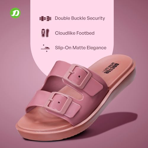 Image of DOCTOR EXTRA SOFT Women's Classic Cushion Sliders /Slippers with Adjustable Buckle Strap for Adult | Comfortable & LightWeight| Stylish & Anti-Skid|Waterproof & Everyday Flip Flops Ladies /Girls New-523