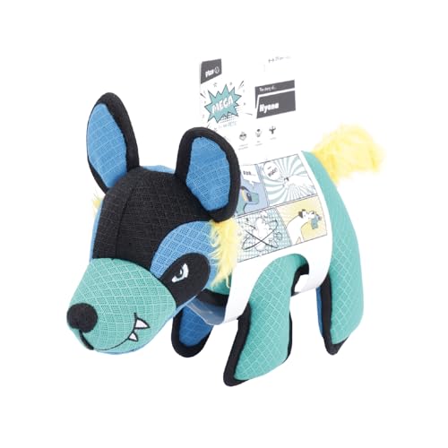 Petifam MEGAドッグトイ 犬用おもちゃ 頑丈 中大型犬 丈夫な犬用ぬいぐるみ 3重構造 スクイーカー付き 噛み癖対策 破れにくい 壊れにくい ストレス発散 噛むおもちゃ (ハイエナ)