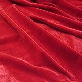 2 Yards Red Stretch Velvet，Elastic Velvet Fabric,90% Polyester 10% Spandex | 152.4 cm Wide，Sold by Yard, Perfect for Sewing Clothing, Ceremonial Robe,Crafts, Dresses, Skirts, Ornaments, etc