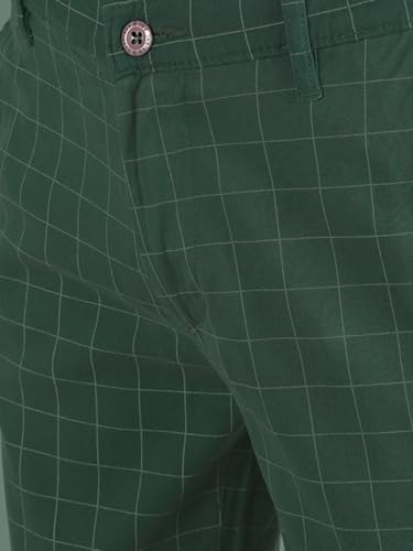 Image of The Indian Garage Co Men Slim Fit Checked Mid-Rise Stretchable Chinos
