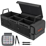 EAROND Large Trunk Organizer with Portable Leakproof Cooler Bag,Foldable Cover,Adjustable Securing Straps,Collapsible Trunk Organizer for Suv Car Truck Sedan (4-in-1 with Cooler)