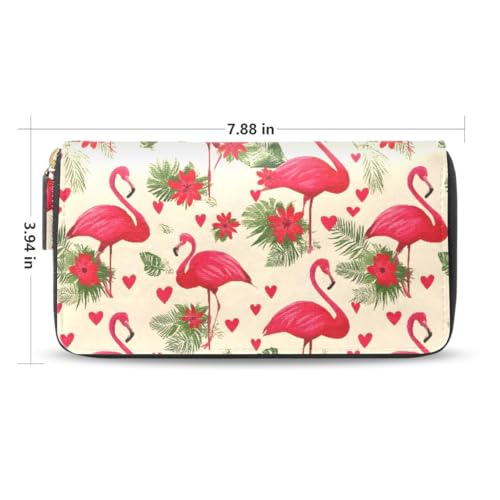 Long Wallets Leather Bifold Wallet for Women Christmas Flamingo with Zipper Credit Card Holder Large Capacity2