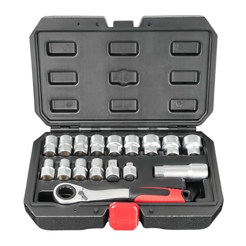 Juego de llaves de vaso - Kit de herramientas mecánicas | Kit de llaves, herramientas de reparación compactas para coches, camiones, motocicletas, ideal para trabajos de taller de automóviles