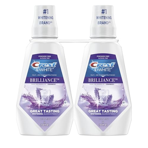 crest mouthwashmouth rinse 3d white brilliance whitening alcohol free clean mint 2x1l 338 fl oz
