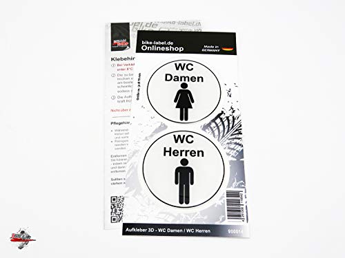 BIKE-label 3D Klo Toiletten Aufkleber Hinweisschild WC Damen Herren Toilette 70 x 70 mm 900014-VA