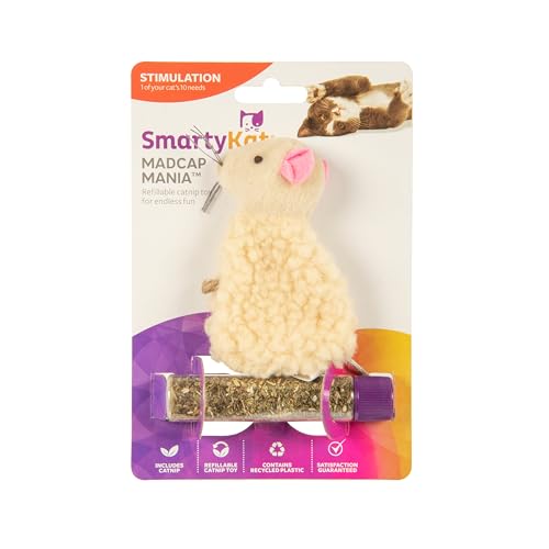 SmartyKat Madcap Mania Refillable Catnip Plush Cat Toy, Includes 2g Tube of Pure & Potent Catnip for Cats & Kittens