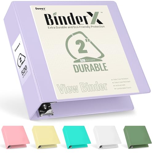 Sooez BinderX Extra Durable 2 Inch 3-Ring Binder, Holds 520...