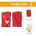 1 Pair Half Finger Leather Gloves - Stylish Red Fingerless Biker Punk Gloves for Halloween, Women, Girls, Cosplay, Performance