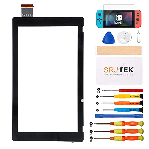 SRJTEK for Nintendo Switch (HAC-001)タッチスクリーン交換キット タッチデジタイザー タッチパネルガラスアセンブリ修理部品（LCDなし、説明書なし）+ツールセット[HAC-001(-01)には適用しない]