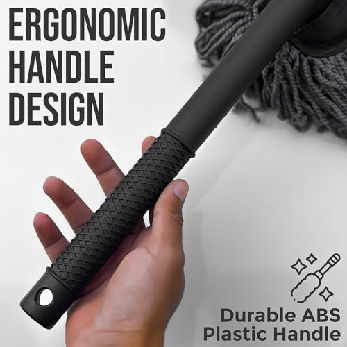 Image of CAR101 Daily Use Twisted Loop Microfibre Car Duster | Microfibre Bristles | Scratch-Free Cleaning | Ergonomic Grip Handle | Reusable Car Cleaning Brush | Easy Dust Removal for Car & Bike - Grey