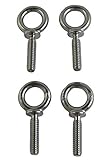 4 Pieces Stainless Steel 316 1/4' x 1' UNC Machinery Eye Bolt Marine Grade