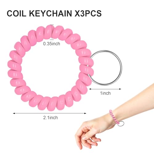 Image of TENOC Spiral Coil Keychain, Anti-lost Key Chain Holder Lanyard Cord for Sauna Outdoor Sports and Gym Pool