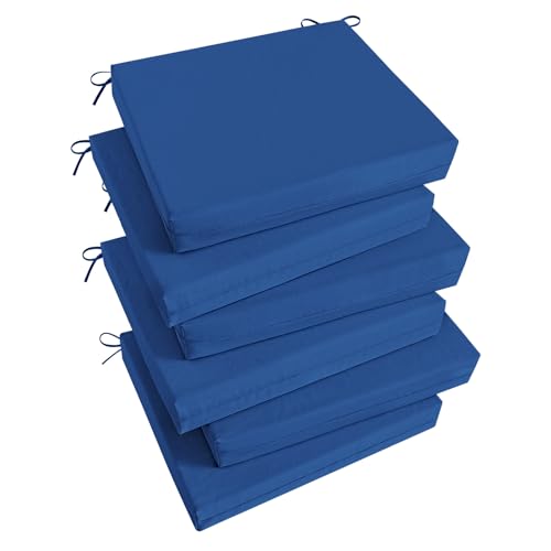 Image of Basic Beyond Outdoor Chair Cushions Set of 6, Outdoor Cushions for Patio Furniture, Water Resistant Patio Chair Cushions with 2 Ties, 18.5x16x3, Square Corner, Royal Blue