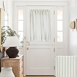 Kitchen Back Door Window Curtains for Inside House,Striped Linen Sheer Privacy Farmhouse Short Backdoor Curtains for Small Windows 40 Inch Length