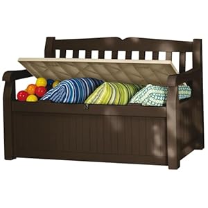 Keter Zitbank Eden voor balkon en tuin, geïntegreerde kussenbox met 265 l opbergruimte, 140 x 60 x 84 cm, weerbestendig, onderhoudsvriendelijk