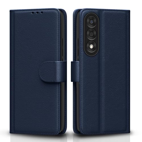 Image of Amazon Basics Flip Cover for OnePlus Nord 5 5G Leather Finish | Wallet Stand and Shock Proof | Inside TPU with Card Pockets | Complete Protection Flip Case (Blue)