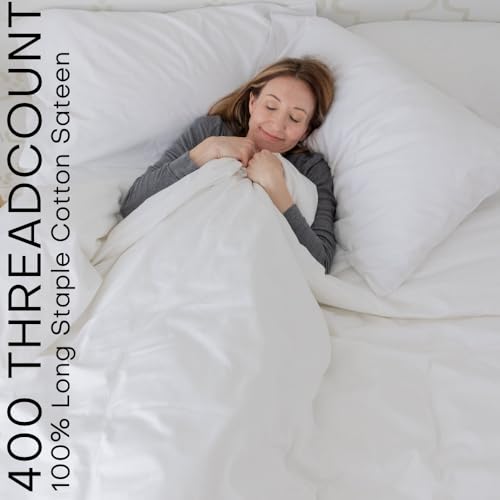 Image of QuickZip Fitted Plus Spare Bundle: 1 Fitted Sheet (Base + Zip Sheet) & 1 Zip Sheet - Easy to Change, Won't Pop Off - Soft Sateen 400 TC 100% Cotton - 15 inch Deep Pockets Twin Size Sheets - Dusty Blue