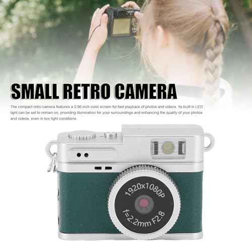 Cámara digital retro portátil pequeña vintage verde miniatura 2