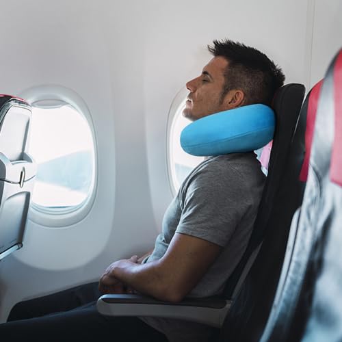 Image of Neck Pillow for Travel Comfortable Travel Pillows U Shape Memory Foam Airplane Pillow Support Neck and Head Portable Neck Pillows Suitable for Airplane, Trains, Self-Driving Cars, Lake Blue Color