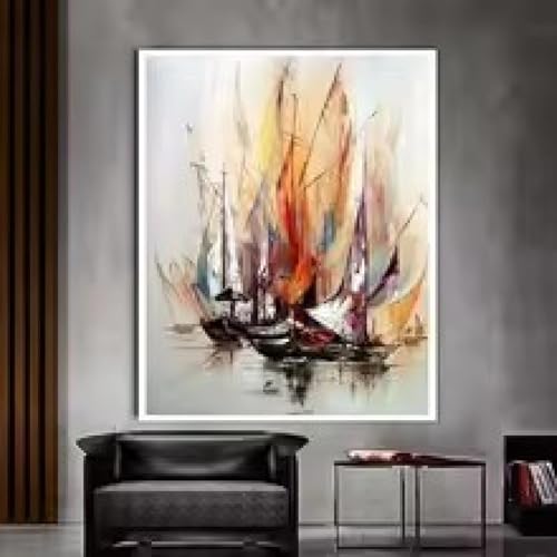 Toile moderne paysage marin abstrait 80x120cm affiche murale salon chambre - 5