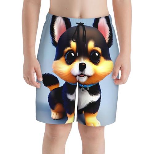 Card Love Fancy Puppy Youth Beach Pants, Soft and Breathable, with Drawstring Waist, Suitable for Sports and Leisure.3