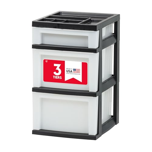 IRIS rolling cart with 3 drawers, black/pearl