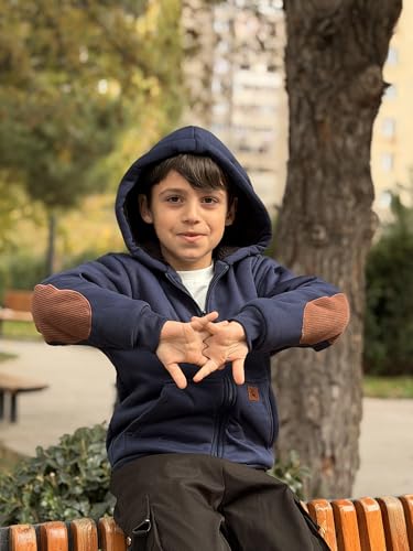 Image of Boys Zip Up Hoodie Kid Hooded Jacket | Fleece Lining,Soft Warm coat,Fall Winter Outwear for 6-15 Years Unisex,Sweatshirt Suitable for School,Outdoor