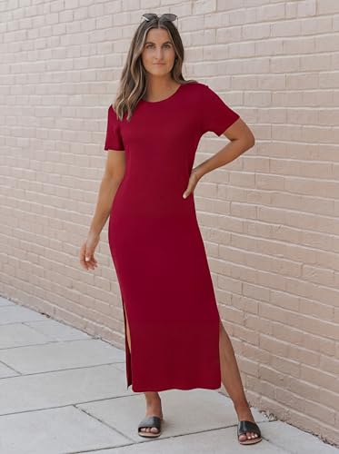 Image of Arach&Cloz Women's Wool Blend Lightweight Spring Casual T Shirts Maxi Dress 2026