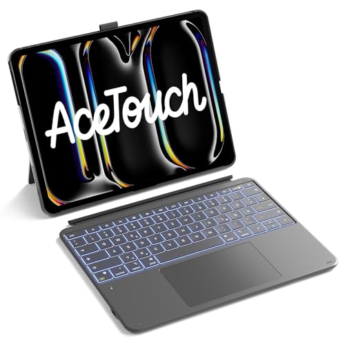 Inateck Tastatur Hülle Kompatibel mit iPad Pro 13 2025/2024(M5/M4) 6.0 Zoll Großes Trackpad Abnehmbar QWERTZ 7 Farben Hinterleuchtet mit Stifthalter AceTouch
