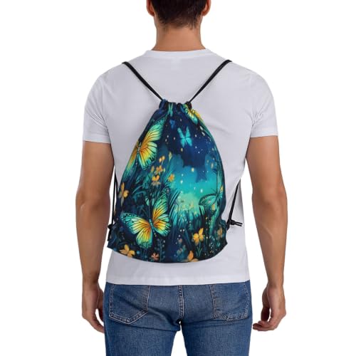 Dusviba Sac à dos avec cordon de serrage Motif papillons et fleurs – vue 7