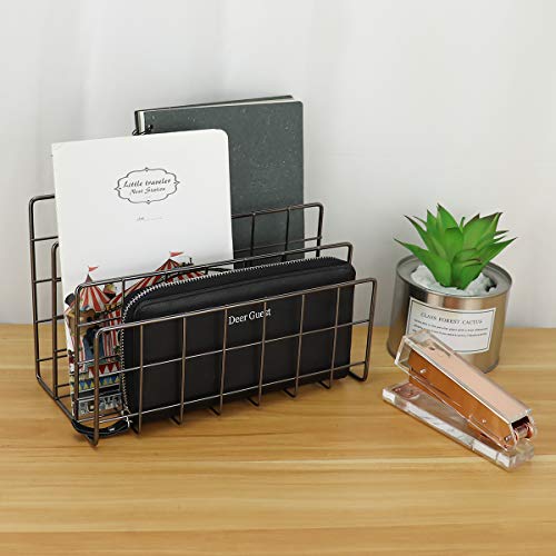 Morigem Desktop Mail Organizer, 3-Slot Metal Wire Mail Sorter, Letter Organizer For Letters, Mails, Books, Postcards And More, Mail Holder Dark Gray #TOP3
