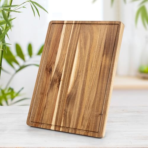 Tabla de Cortar Grande de Madera Acacia 50.8x38.1 cm con Surco y Mango miniatura 6