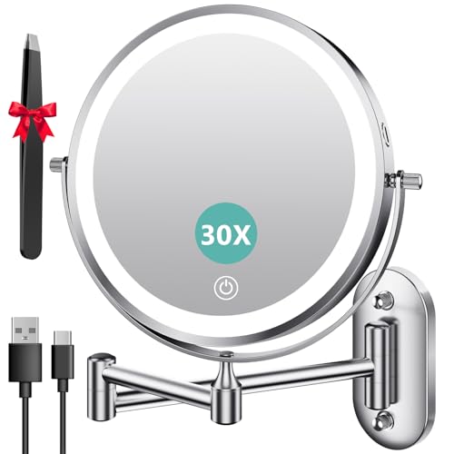 Auxmir Kosmetikspiegel mit Beleuchtung, 1X/30X Wiederaufladbar...