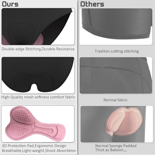 MeiXiu Women's Cycling Underwear 4D Padded Bike Shorts Lightweight Biking Bicycle Briefs with Padding Shock Absorbing Comfortable Black