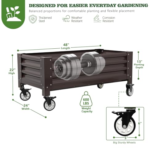 Image of Anleolife Low-Profile Elevated Raised Garden Bed, CafeBronze