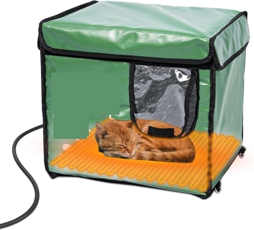 FJJRTWDG The Warm Heated Cat House is Heat-Insulating and Waterproof. The Artificial Cat House is Suitable for Indoor Pets Suitable for Indoor Pets(Army Green)