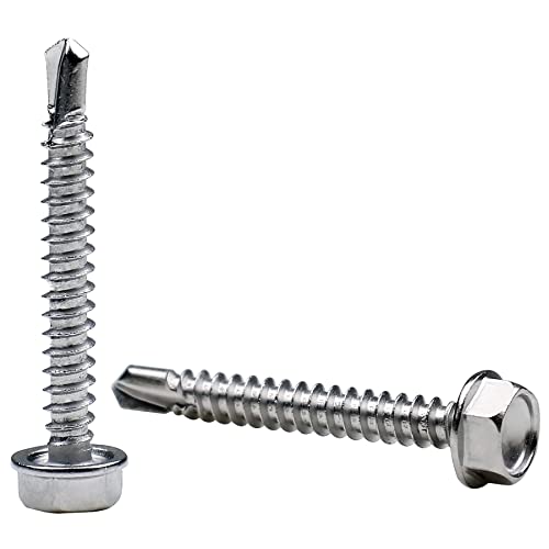 Tornillos autorroscantes de acero inoxidable #10 x 1.5 pulg. 100 pcs miniatura 1
