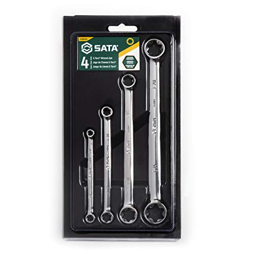 SATA ST09012SJ Juego de Llaves de Caja E-Torx Pulidas de 4 Piezas, E6 - E24, con Bandeja Cover