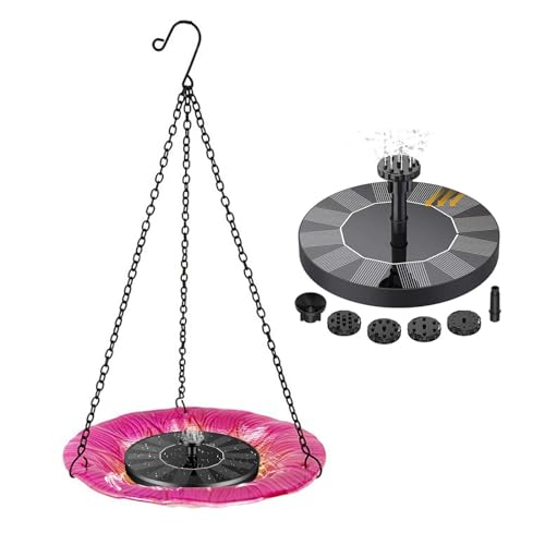 Fontaine Solaire Exterieure De Jardin avec Bain d'oiseaux Suspendu Fontaine Solaire pour Bassin Exterieur Flottant sur Pied Wiggler d'eau De Bain d'oiseaux,Style1