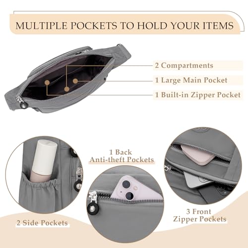 Womens Cross Body Bag Casual Umhängetasche Handtasche Multi Pocket Messenger für den täglichen Gebrauch Einkaufen (grau)